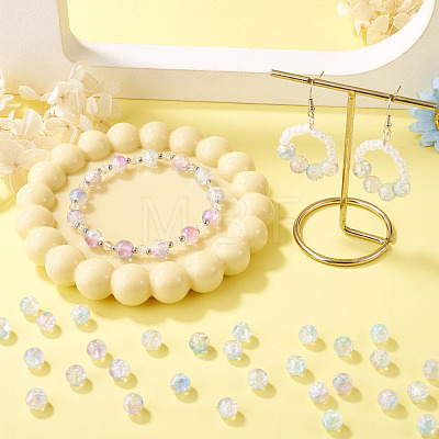 100Pcs Crackle Transparent Glass UV Reactive Beads GLAA-TA0004-28B-1