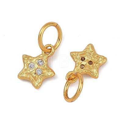 Brass Micro Pave Clear Cubic Zirconia Charms KK-F941-31B-G-1