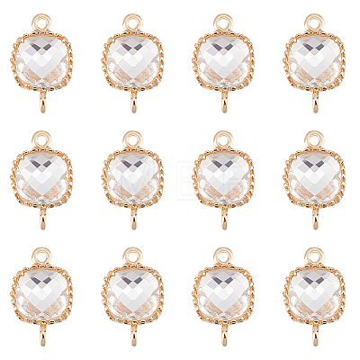 10Pcs Brass Crystal Rhinestone Connector Charms KK-GO0002-17-1