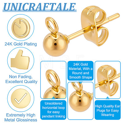 Unicraftale 304 Stainless Steel Stud Earring Findings STAS-UN0002-53G-1