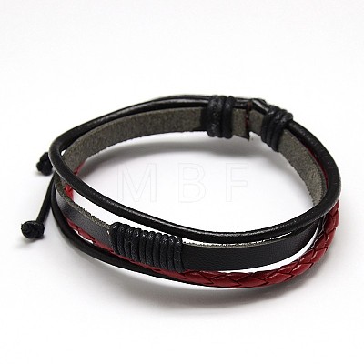 Trendy Unisex Casual Style Multi-Strand Wax and Leather Cord Bracelets BJEW-L295-M-1