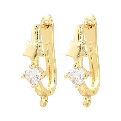 Brass Micro Pave Cubic Zirconia Hoop Earring Findings CU-CBAB5B4-08G-1