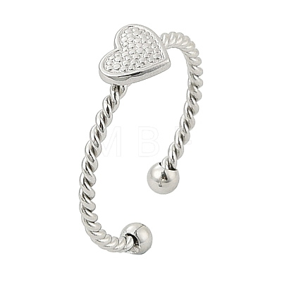 Heart 304 Stainless Steel Open Cuff Rings for Women RJEW-G338-14P-1