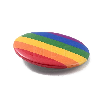 Flat Round Rainbow Strip Iron Brooch JEWB-P009-A01-1