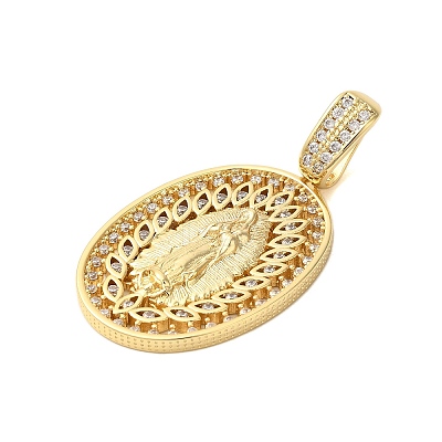 Rack Plating Brass Micro Pave Clear Cubic Zirconia Pendants KK-C067-09G-03-1