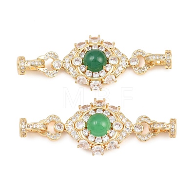 Brass Micro Pave Clear Cubic Zirconia Fold Over Clasps KK-U059-65G-1