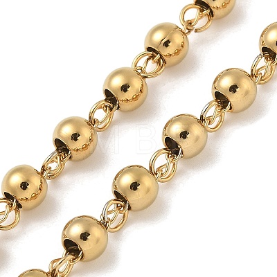 PVD Vacuum Plating 201 Stainless Steel Rosary Bead Necklaces NJEW-L427-22G-1