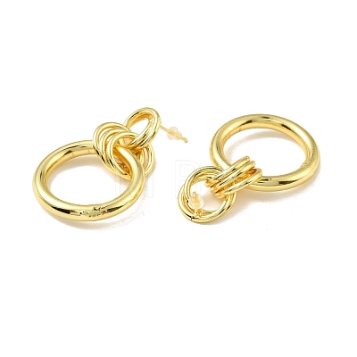 Brass Interlocking Ring Dangle Stud Earrings for Women EJEW-A070-11G-1