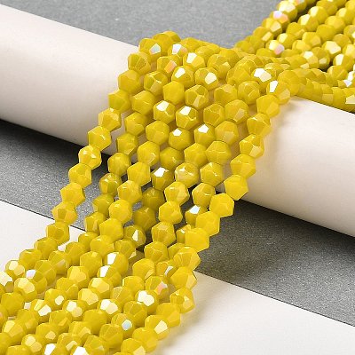 Opaque Solid Color Electroplate Glass Beads Strands EGLA-A039-P4mm-B05-1