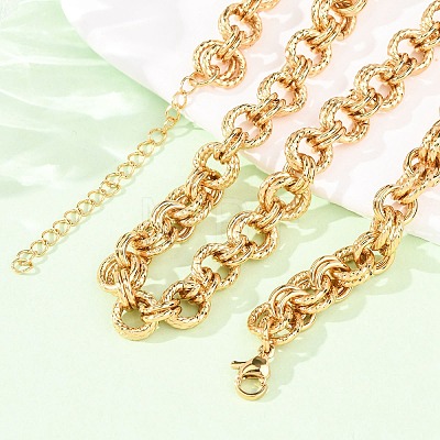 8MM 304 Stainless Steel Twisted Double Rolo Chain Necklaces for Women NJEW-G194-05G-02-1