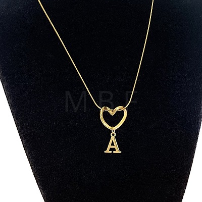 304 Stainless Steel Heart with Initial Pendant Necklaces for Women FS-WG4DC9E-01-1