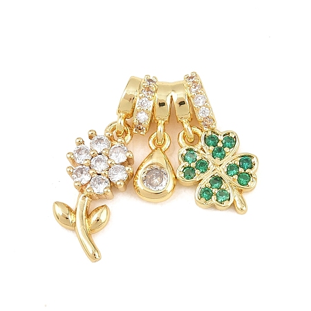 Brass Micro Pave Cubic Zirconia Pendants KK-Z151-09G-02-1