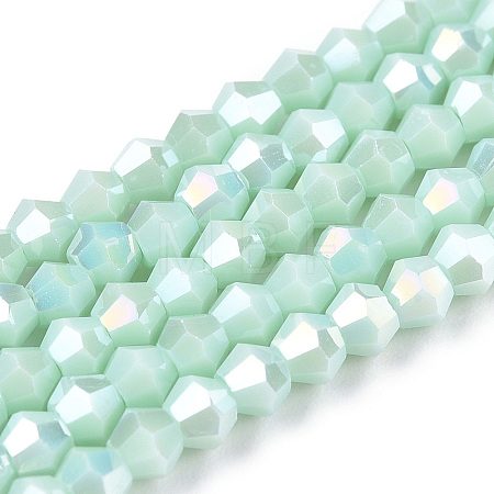 Opaque Solid Color Electroplate Glass Beads Strands EGLA-A039-P2mm-B20-1