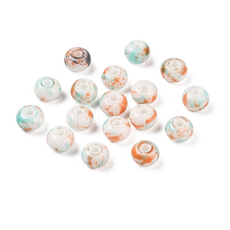 Opaque Spray Painted Glass Beads GLAA-G118-01E-1
