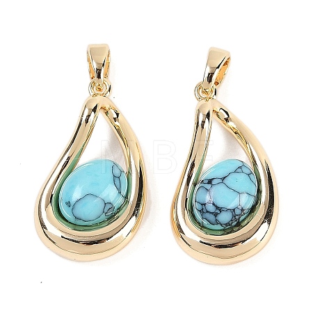 Synthetic Turquoise Teardrop Pendants KK-U043-39G-02-1