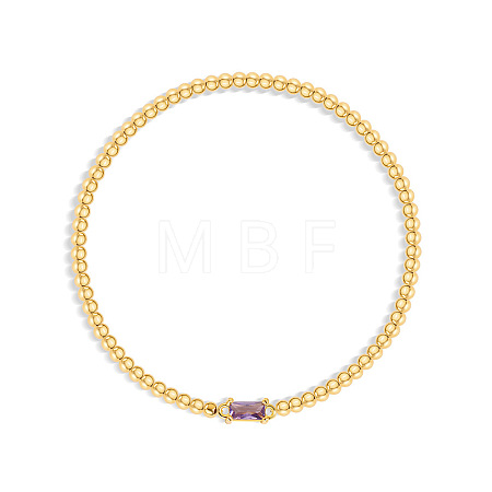 Birthstone 304 Stainless Steel Pave Cubic Zirconia Link Bracelets FS-WG4804B-03-1