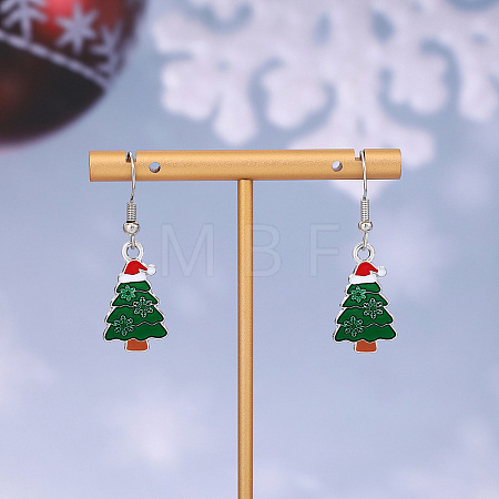 Christmas Theme Alloy Enamel Dangle Earrings FS-WGBB05F-16-1