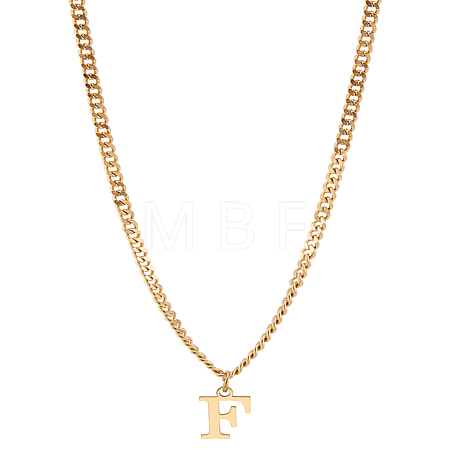 1Pc 304 Stainless Steel Letter Pendant Necklaces NJEW-LP0001-33F-G-1
