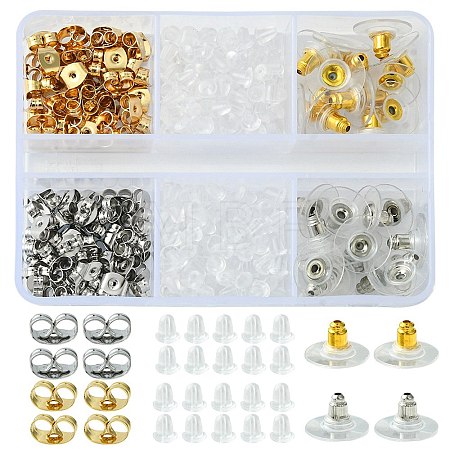 328Pcs 5 Style Brass & Plastic & 304 Stainless Steel Ear Nuts FIND-FS0001-86-1