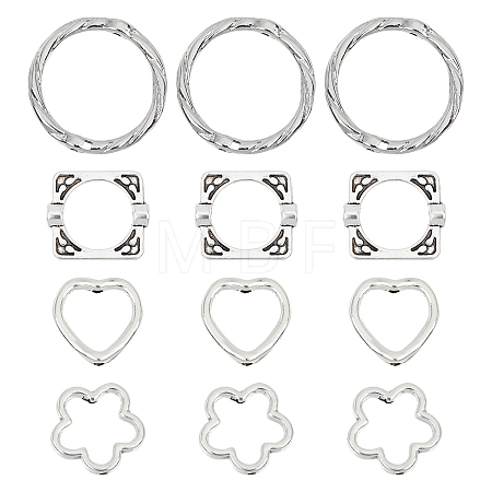 200Pcs 4 Style S Tibetan Style Alloy Bead Frames TIBEB-SC0001-20-1