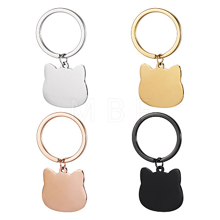 4Pcs 4 Styles Stainless Steel Keychains KEYC-TA0004-81E-1
