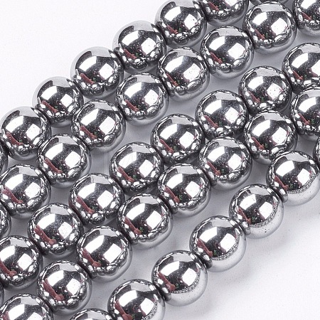Non-Magnetic Synthetic Hematite Beads Strands X-G-S096-8mm-3-1