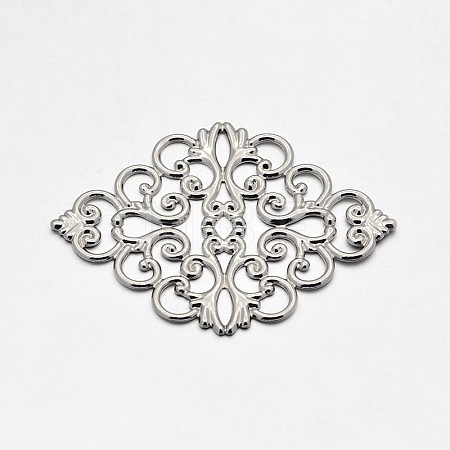 Brass Rhombus Filigree Findings KK-L056-02P-1