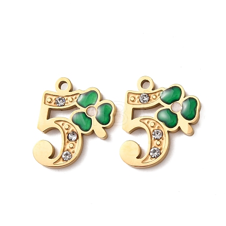 304 Stainless Steel Enamel & Rhinestone Pendants STAS-B130-01G-5-1