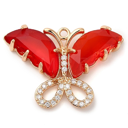 Rack Plating Brass Clear Cubic Zirconia Pendants KK-N255-10G-03-RS-1