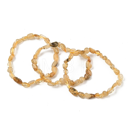 Natural Rutilated Quartz Bead Stretch Bracelets BJEW-K213-20-1