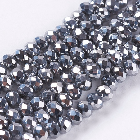 Faceted Rondelle Electroplate Glass Beads Strands X-EGLA-D009-27-1