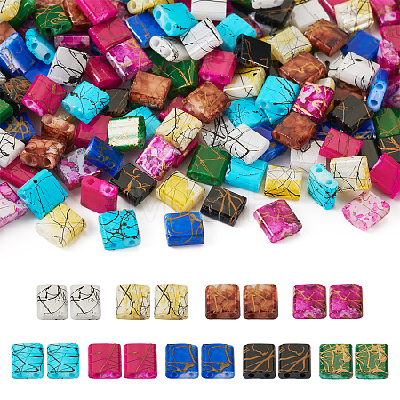 180Pcs 9 Colors 2-Hole Drawbench Glass Seed Beads SEED-TA0001-06-1