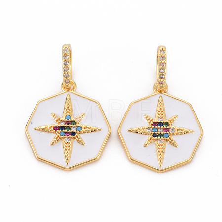 Brass Micro Pave Colorful Cubic Zirconia Pendants KK-S354-329-NF-1