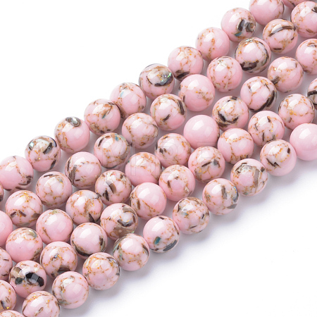 Assembled Synthetic Turquoise and Shell Beads Strands X-G-S212-8mm-01-1