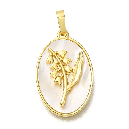 Brass Pave Shell Birth Flower Pendants FIND-I040-04E-1