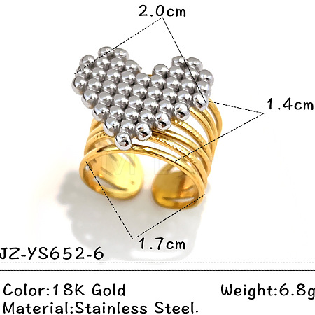 304 Stainless Steel Cuff Open Rings FS-WGD1193-06-1