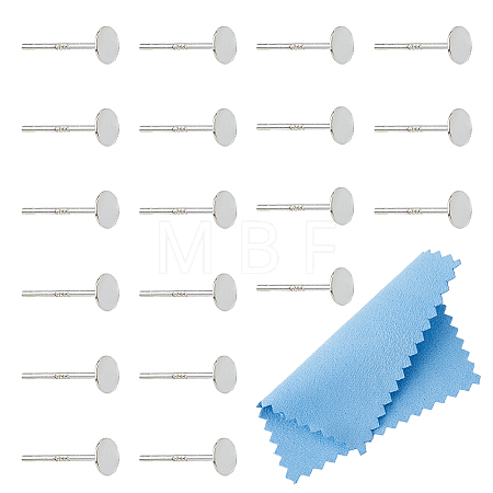20Pcs 925 Sterling Silver Flat Round Stud Earring Findings STER-DC0001-28-1