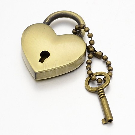 Heart Lock & Key Zinc Alloy Key Clasps X-KEYC-O009-14-1
