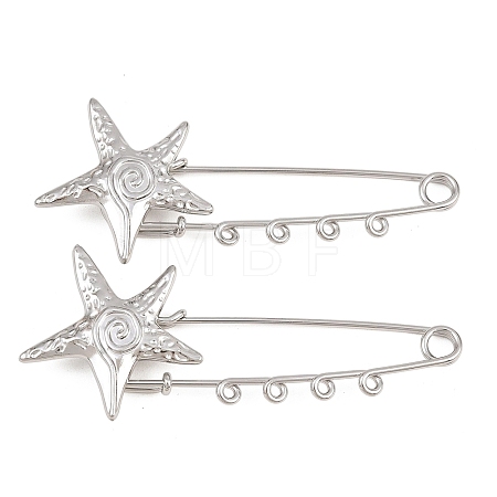Starfish & Vortex 304 Stainless Steel Safety Pins Brooch Findings SA-CBA098D-16A-P04-1