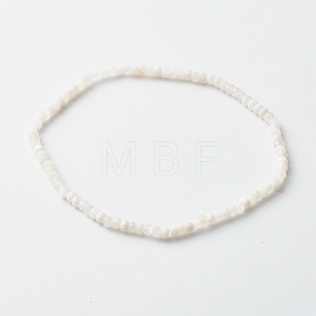 Faceted Rondelle Natural Rainbow Moonstone Beads Stretch Bracelets BJEW-JB06383-06-1