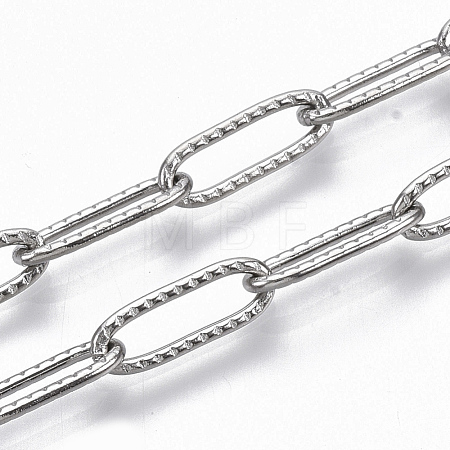 Tarnish Resistant 304 Stainless Steel Textured Paperclip Chains CHS-S006-JN954-1-1