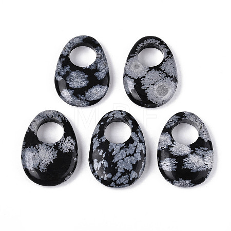 Natural Snowflake Obsidian Large Hole Pendants G-N348-06B-11-1