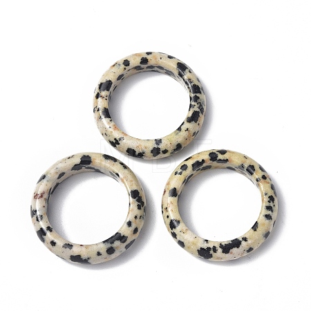Natural Dalmatian Jasper Plain Band Ring RJEW-P044-01A-04-1