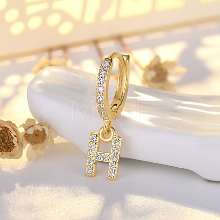 Brass Micro Pave Clear Cubic Zirconia Hoop Earrings WGE85EC-09-1