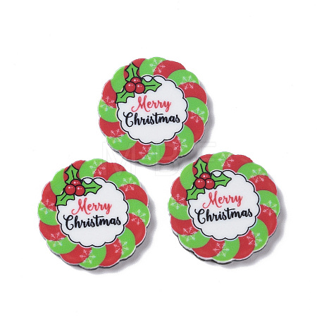 Christmas Style Printed Acrylic Cabochons MACR-O045-01C-1