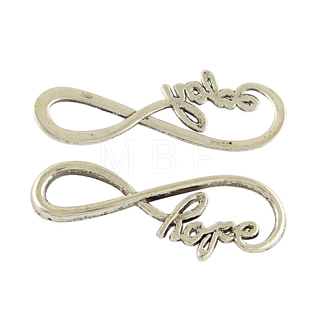 Tibetan Style Alloy Infinity with Hope Links TIBE-S230-AS-FF-1