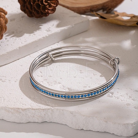 304 Stainless Steel Micro Pave Cubic Zirconia Bangles for Women MA1312-4-1