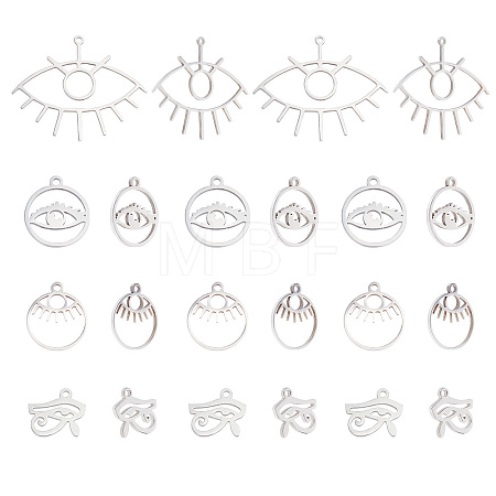 16Pcs 4 Style 201 Stainless Steel Laser Cut Pendants STAS-UN0028-97-1