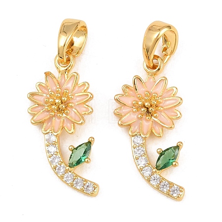 Brass Micro Pave Cubic Zirconia Pendants KK-H262-18G-1