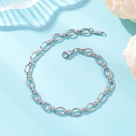 304 Stainless Steel Oval Link Chains Bracelets for Women BJEW-JB13208-1